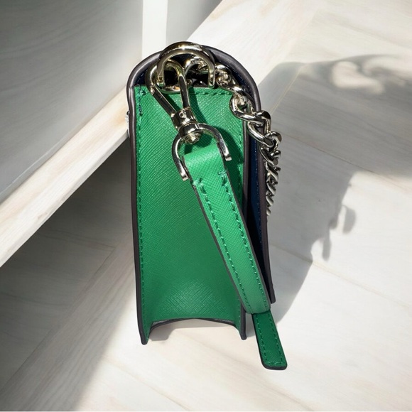 Kate Spade Navy & Green Crossbody | J183 | Gold Chain Strap | Like New - Picture 3 of 14